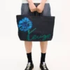 Kenzo Tulip‘ Große Tragetasche aus denimähnlichem Twill