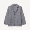 „Kenzo Tulip“ leichte Arbeitsjacke aus gewaschenem Denim aus Leinenmischgewebe