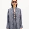 „Kenzo Tulip“ leichte Arbeitsjacke aus gewaschenem Denim aus Leinenmischgewebe