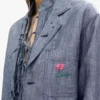 „Kenzo Tulip“ leichte Arbeitsjacke aus gewaschenem Denim aus Leinenmischgewebe