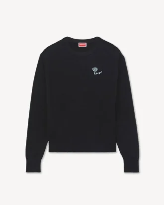„Kenzo Tulip“ Pullover mit Stickerei aus flauschiger Baumwolle