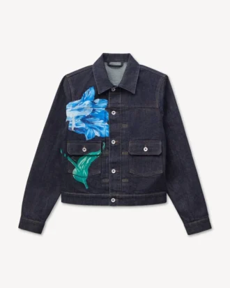 Kenzo Tulip‘ Slim-Fit-Truckerjacke mit Falten aus japanischem Denim