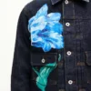 Kenzo Tulip‘ Slim-Fit-Truckerjacke mit Falten aus japanischem Denim