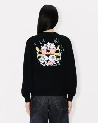 „Kenzo Wild Tiger“ Strickjacke aus Woll-Baumwollmischung