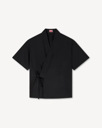 Kimono-Hemd mit kurzen Ärmeln aus Baumwollpopeline