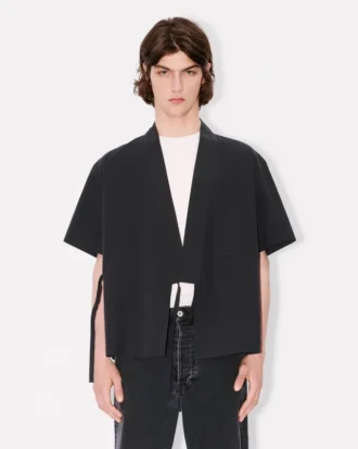 Kimono-Hemd mit kurzen Ärmeln aus Baumwollpopeline