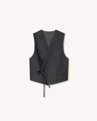 Kimono-Weste aus Schurwolle und Seide