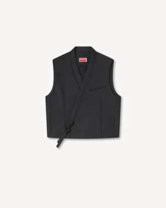 Kimono-Weste aus Schurwolle und Seide