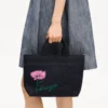 Kleine „Kenzo Tulip“-Tragetasche aus denimähnlichem Twill