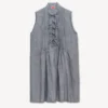 Kurzes Kleid aus gewaschenem Denim aus Leinenmischung