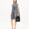 Kurzes Kleid aus gewaschenem Denim aus Leinenmischung