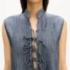 Kurzes Kleid aus gewaschenem Denim aus Leinenmischung