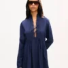 Langärmliges Midikleid aus leichtem Baumwollpopeline