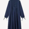 Langärmliges Midikleid aus leichtem Baumwollpopeline
