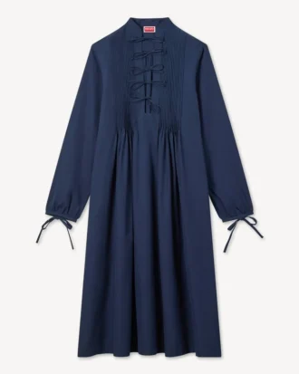 Langärmliges Midikleid aus leichtem Baumwollpopeline
