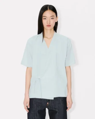Lockeres Kimono-Hemd aus Stone Bleach Chambray