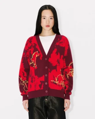 „Lunar New Year“-Strickjacke aus Baumwoll-Woll-Mischung