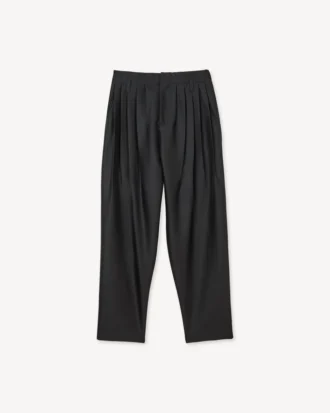 Maßgeschneiderte Plisseehose aus Schurwolle und Seide