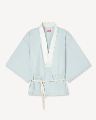 Oversize-Kimonohemd aus Stone Bleach Chambray