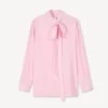 Oversized-Hemd mit Schleife aus Seidenmischung