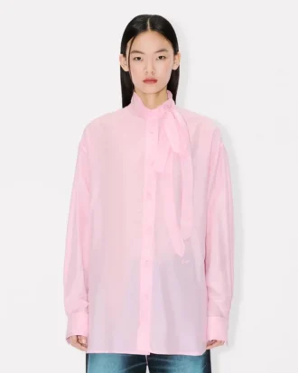 Oversized-Hemd mit Schleife aus Seidenmischung