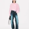 Oversized-Hemd mit Schleife aus Seidenmischung