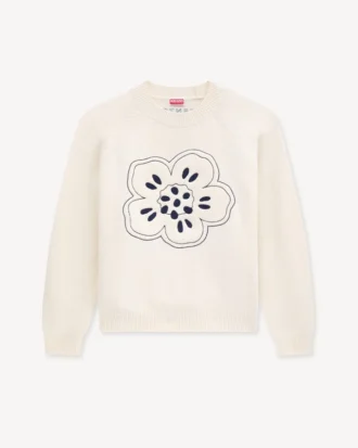 Pullover mit „Boke Flower“-Stickerei aus Wolle