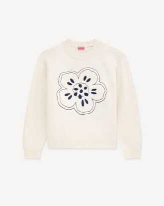 Pullover mit „Boke Flower“-Stickerei aus Wolle
