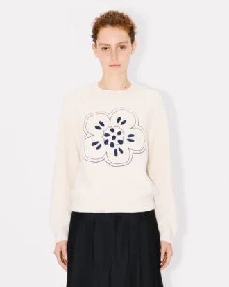 Pullover mit „Boke Flower“-Stickerei aus Wolle