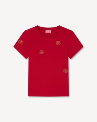 T-Shirt aus Baumwolle mit „Boke Flower“-Stickerei