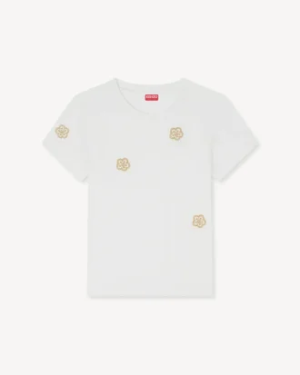 T-Shirt aus Baumwolle mit „Boke Flower“-Stickerei