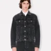 Truckerjacke mit „Boke Flower“-Stickerei aus japanischem Denim