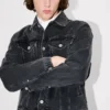 Truckerjacke mit „Boke Flower“-Stickerei aus japanischem Denim