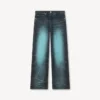 Weit geschnittene Jeans mit Umschlag aus japanischem Denim