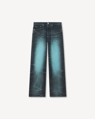 Weit geschnittene Jeans mit Umschlag aus japanischem Denim