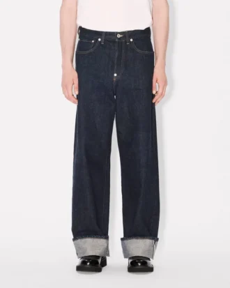 Weit geschnittene Jeans mit Umschlag aus japanischem Denim