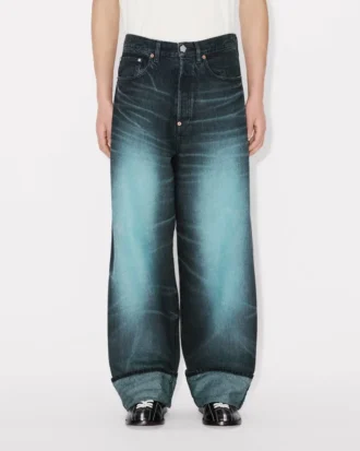 Weit geschnittene Jeans mit Umschlag aus japanischem Denim