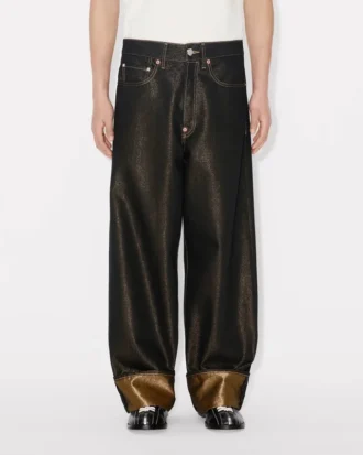 Weit geschnittene Jeans mit Umschlag aus japanischem Denim