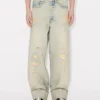 Weit geschnittene Jeans mit Umschlag aus japanischem Denim