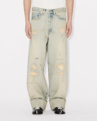 Weit geschnittene Jeans mit Umschlag aus japanischem Denim