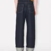 Weit geschnittene Jeans mit Umschlag aus japanischem Denim
