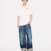 Weit geschnittene Jeans mit Umschlag aus japanischem Denim