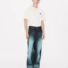 Weit geschnittene Jeans mit Umschlag aus japanischem Denim