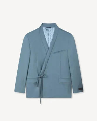 Zweireihige, taillierte Kimono-Jacke aus Schurwolle