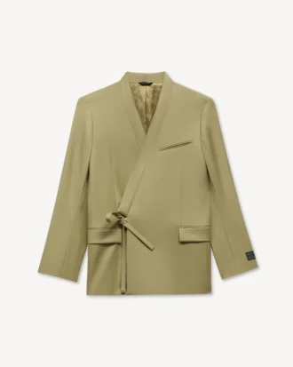 Zweireihige, taillierte Kimono-Jacke aus Schurwolle