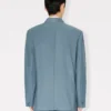 Zweireihige, taillierte Kimono-Jacke aus Schurwolle