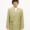 Zweireihige, taillierte Kimono-Jacke aus Schurwolle